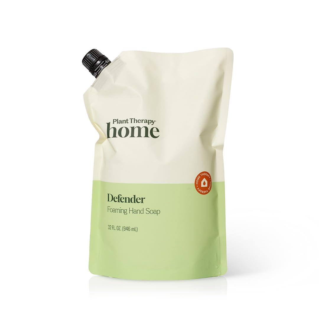 Plant Therapy Home Defender Foaming Hand Soap Refill 32 oz, Soft & Uplifting Natural Scent, Made with Gentle Ingredients, Enough for Four 8 Oz Bottles, Scented with Pure Essential Oils