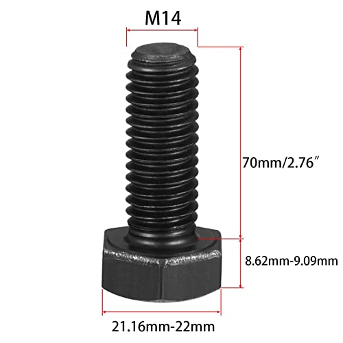 Image of M14-2 x 70mm Carbon Steel Grade 8.8 External Hex Head Screw Bolts Metric Thread Hexagon Bolts Fastener for Hardware Furniture Machinery Black 4pcs