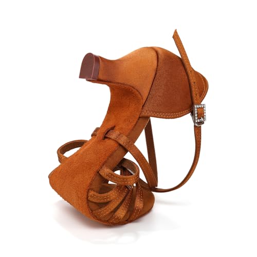 JUODVMP Women's Low Heel Dancing Shoes for Women Satin Latin Salsa Shoes Ballroom Dancing Heels2