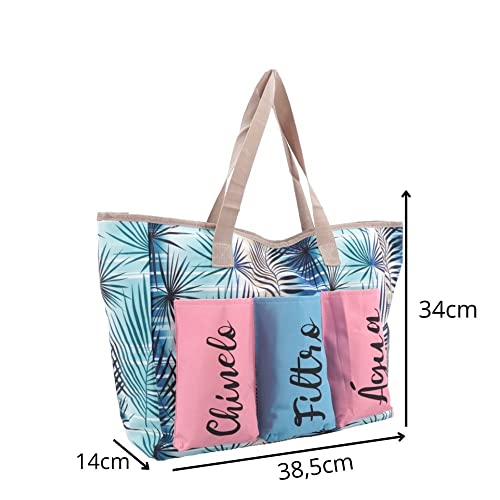 Bolsa de Praia Ema em Nylon Estampado Bauarte Azul