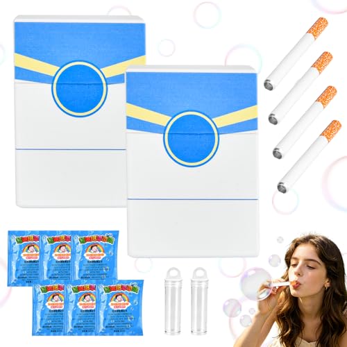 2PC Bubble Cigarettes Blowing Stress Relief Toys Bubble Puff-Cigarettes Cigarette Bubble Blower Fake Realistic Mini Bubble Blower Sticks Birthday Party Funny Gifts for Men Women