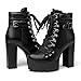 Susanny Platform Heel Boots Womens Black Sexy High Heels Harley Steampunk Heeled Combat Boots Shoes Lace UP Short Ankle Booties 7.5
