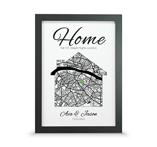 Personalised Housewarming Wall Print | New Home Gift (A4-30 x 21cm, Print & Standard Frame)