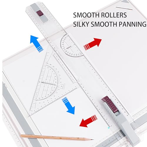 NEWFUN Tablero Dibujo Tecnico A3, Tablero de Dibujo, Tablero de Dibujo Multifuncional para Dibujo Técnico en la Oficina A3 con Transportador, Carril de Dibujo Paralelo, ángulo Ajustable - imagen 3