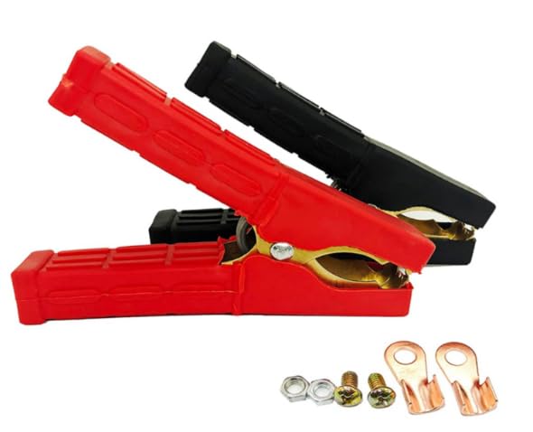 COZERI 1 par de pinzas de cocodrilo grandes, 500 A, pinzas aislantes para batería de coche, cargador, máquina de soldar, cable de arranque, 12 V