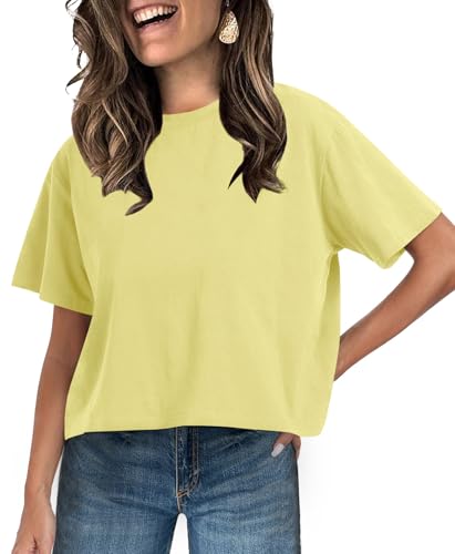 Image of UNCLECAT Womens Short Sleeve Crop Tops Summer Basic Cropped T Shirts