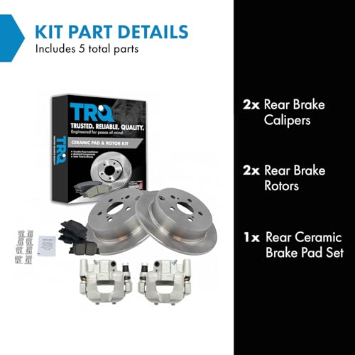 Image of TRQ Rear Brake Pad and Rotor Set Ceramic Solid Rotors Calipers | For 2005-2010 Scion tC