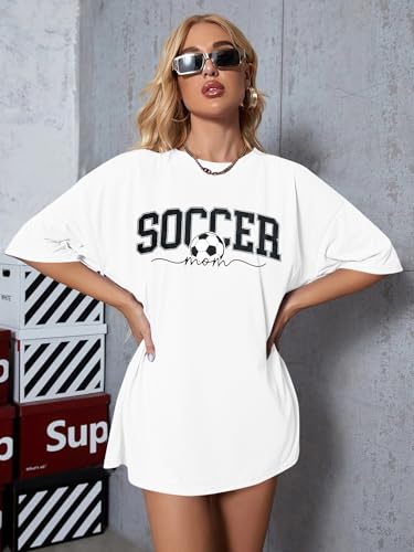 Image of ALLTB Soccer Cup 2026 Shirt Soccer Mom Shirts Women Oversized Football Match Season Jersey Bow T-Shirt Short Sleeve Top