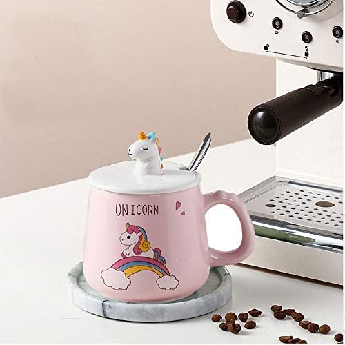 Cute Unicorn Ceramic Mug,Coffee Cup with Lovely 3D Unicorn lid Stainless Steel Spoon,Novelty Cartoon Morning Cup Tea Milk Christmas Mugs for Girls Children Office