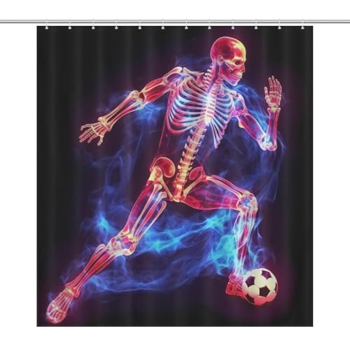 Rideau de douche football anti-éclaboussures en tissu polyester imperméable - 7