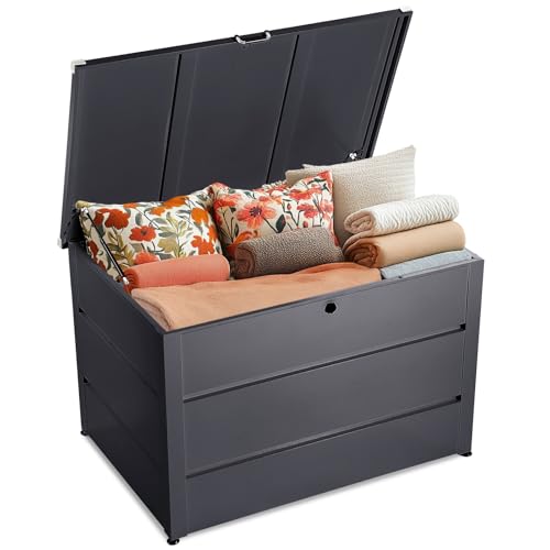 Quictent Metal Deck Box 150 Gallon Outdoor with Hydraulic Lid,...