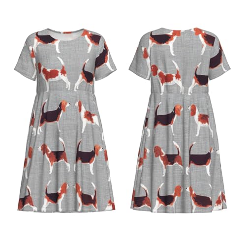Robe d'été à manches courtes Beagle Patterns fluide et fluide