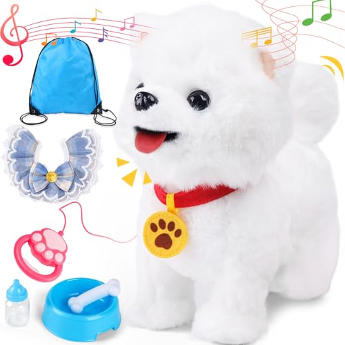 DREAMIFY Electronic Plush Dog Remote Control Puppy Toy, Interactive Robot Dog Walking, Barking, Licking Stuffed Animal Plush Toy for Kids