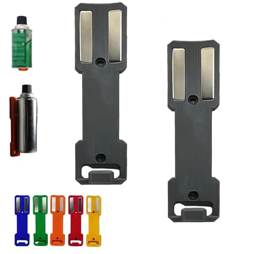 2-Pcs Magnetic Aerosol Can Holder, Double-Sided Powerful Magnet Bottle Holder, Flexible Magnetic Spray Can Holders, Strong Magnets Wall Organizer for Bottle, Rack Garage, Toolbox, Car, Door (Gray)