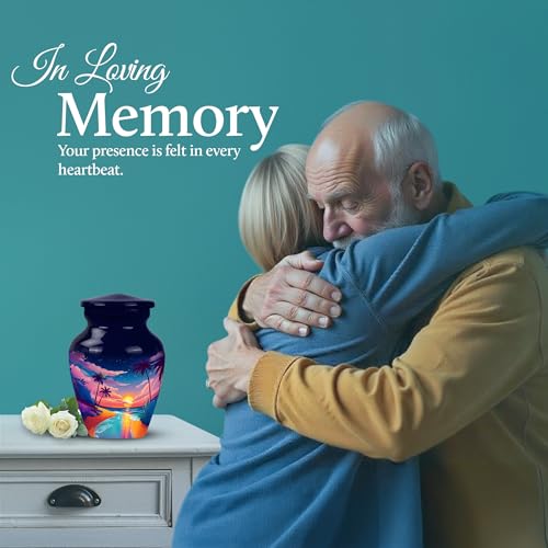 Image of Beach Urn - Ash Keepsakes for Human Ashes - 3 Inch - Pack of 1 - Miniture Urn for Mom & Dad - Burial Decorative Urns for Mom & Dad - Funeral Cremation Urns for Ashes