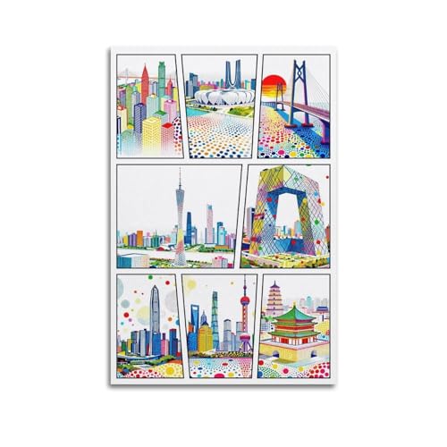 Toile skyline Chine pop cadeau idéal passionnés de voyage