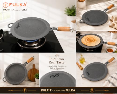 Image of FULFIT Pure Iron Dosa Tawa | 12 Inch, Pre-Seasoned Cookware | Even Heating, Naturally Non-Stick, Iron Rich Cooking, Durable Build Pre-Seasoned (Dhosa - 30CM - 1.9KG)