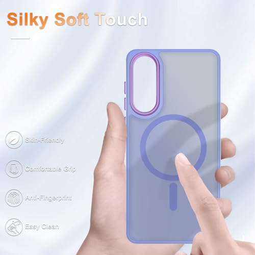 Image of for Samsung Galaxy S25 Edge Case, Matte Magnetic Phone Case with 1 Screen Protector, Support for Magsafe, Translucent Frosted Shockproof Protective Cover for Samsung Galaxy S25 Edge, Lavender Purple