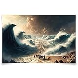 DoOvis Moses Splits The Sea Wall Art Prints - Biblical Art Room Posters, Canvas Wall Art Prints for Wall Decor, Room Decor, Bedroom Decor - Unique Gifts (8x12 in Unframed)