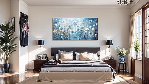 Wall Art Modern Artwork Blue Dandelion Wall Decor Floral Picture Canvas Painting for Living Room Bedroom Dining Room Home Office Decor 24"x48" with Framed by Phahey - Image 5
