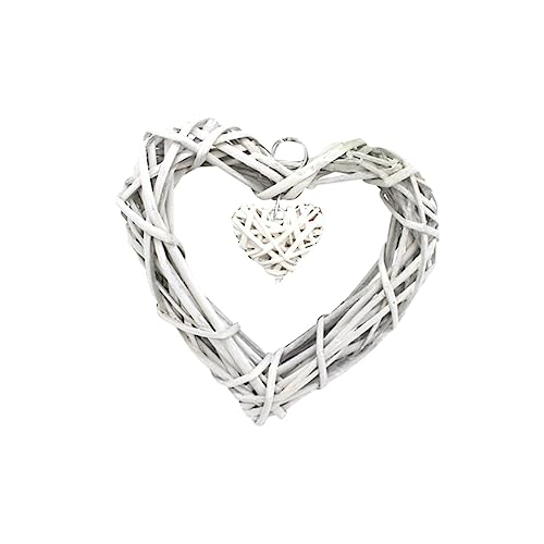 Vaguelly Couronne Murale Cœur en Osier Beige Artisanal Suspendue Déco Mariage Romantique Décoration Intérieure Suspendue Fête Maison