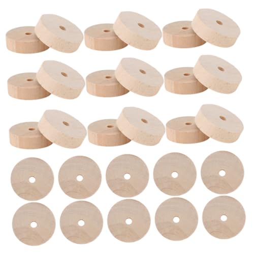 TOPPERFUN 30個小型木製車輪 用 木製ホイール おもちゃ 塗装可能 模型車輪 創