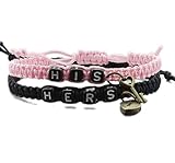 Kiokioa Couple Bracelets Key and Lock Braided Bracelet His and Hers Bracelets for Lover (Black&Pink)