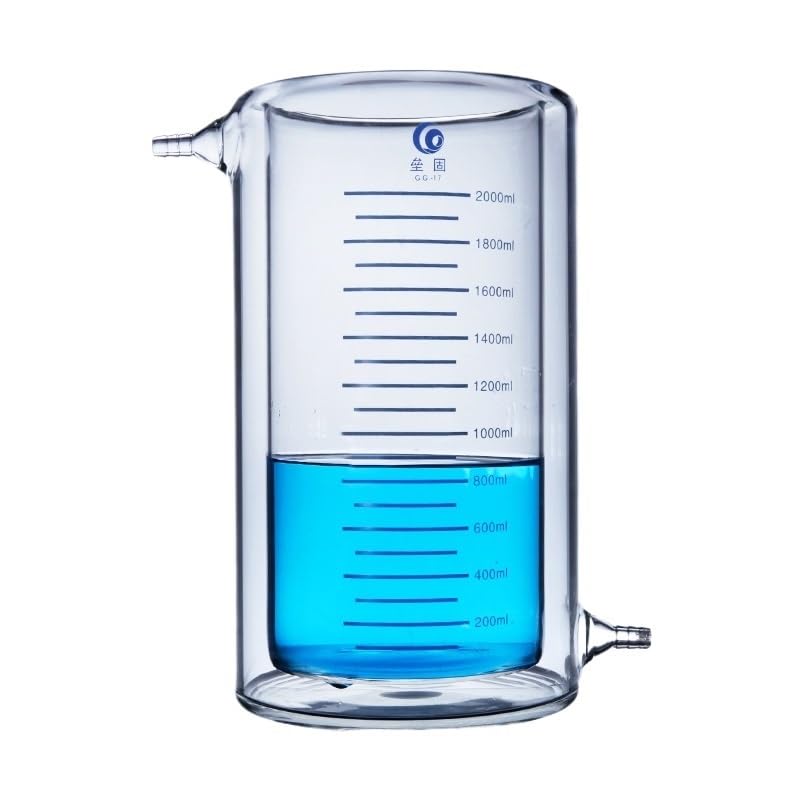 Bécher à double paroi en verre épais résistant à la chaleur, réacteur photocatalytique, équipement de laboratoire photocatalytique(2000ml)