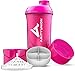 Set da 700 ml di Protein Shaker da donna - ORIGINAL by AMITYUNION - Senza BPA con setaccio e scaglie per frullati di siero di latte cremoso, coppe fitness da palestra per concentrati (Rosa)