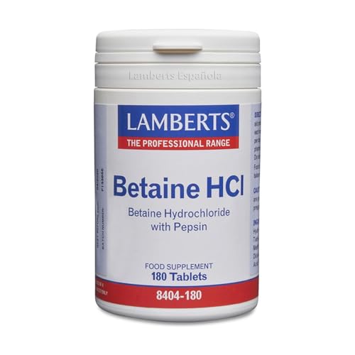 Lamberts Betaína HCl 324mg Pepsina 5mg - 180 Tabletas, 169.9 gramo, 1
