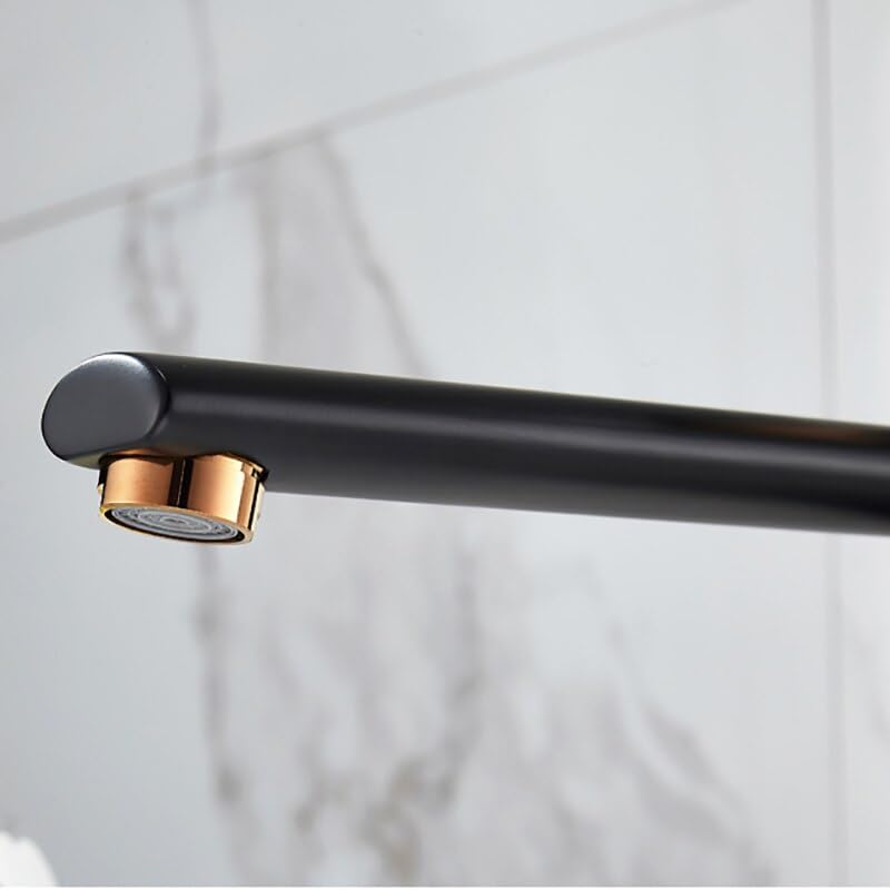 Robinet de lavabo noir mat à bouton moleté pivotant monotrou - 4