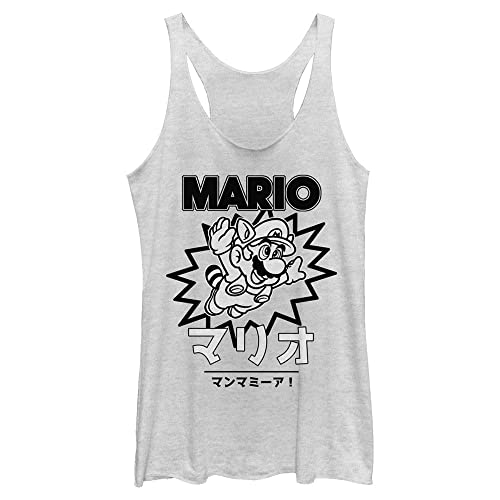 Nintendo Women's Mario Kanji Shirt, White Heather, X-Large
