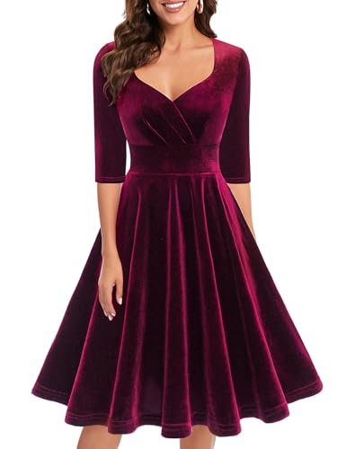 Bbonlinedress Womens Long Sleeve Velvet Wedding Guest Formal Winter Christmas