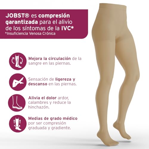 Image of BSN Medical 115292 Jobst Opaque Compression Hose with Closed Toe, Waist High, Large, 30 mm - 40 mm HG Size, Natural