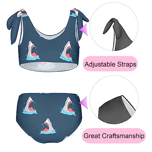 Image of CaTaKu Shark Blue Cute Girls Swimsuits Two Piece Swimwear Bikini Set Tankini Bathing Suit for Girls Size 3-12T