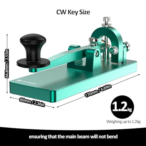 Image of Putikeeg CW Telegraph Key - Heavy Duty Stainless Steel Classical Morse Code Key, Shortwave Radio Ham Send Telegram Practice Oscillator Straight Key (Green)
