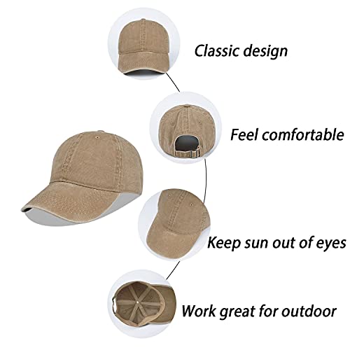 Image of LANGZHEN Unisex Baseball Cap 100% Cotton Fits Men Women Washed Denim Adjustable Dad Hat