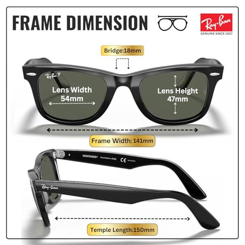 Image of Ray-Ban RB2140 ORIGINAL WAYFARER CLASSIC Square Shape Sunglasses for Men & Women with Official Eyewear Kit