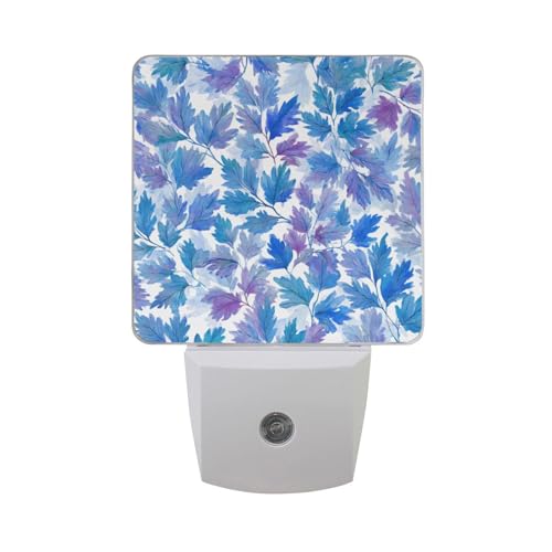 Lámpara de noche con sensor LED patrón hojas azul miniatura 7