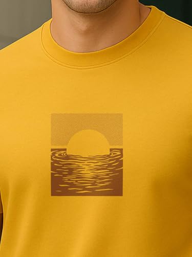 Image of Nobero Men 'Graphic Printed T-Shirt(1M-TWTS-C1230-MY5 Mustard Yellow XL)