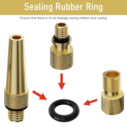 Image of STHIRA Bicycle Presta Schrader Valve Adaptor, 16PCS Brass Bike Pump Adapters, Ball Pump Needle, Balloon Inflatable Nozzle Inflator Adapter, Air Pump Accessories for Standard Pump