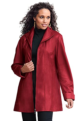 Roaman's Women's Plus Size A Line Leather Jacket