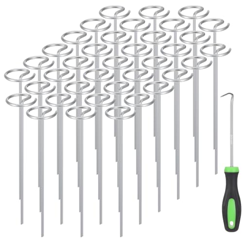 Afcabakila 150 Pcs Landscape Fabric Staples Pins with Pick Puller, 6 Inch Yard Staples, Barrier Staple for Landscaping Securing Barrier Fabric, Irrigation Tubing, Holding Fence