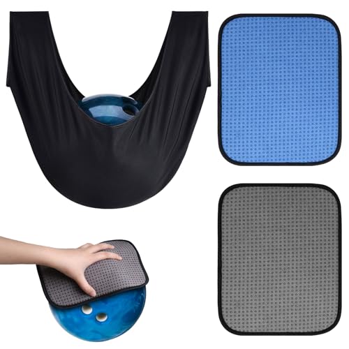 ROPCIA Ball Polisher and 2 Pcs Bowling Ball Towel 10"x 8" Bowling Accessories Microfiber Bowlings Seesaw Bag Non-Slip Bowlings Polishers Bag Bow ling Cleaner Towel