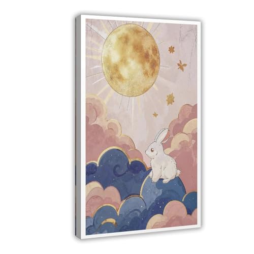 Poster lapin lune pour chambre enfant 40x61 cm décoration