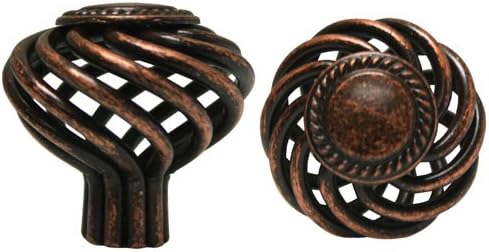 30 Pack Antique Copper Machined Sun Flower Bird Cage Birdcage Birds Nest Twist 1-3/8" (35mm) Diameter Kitchen Cabinet Pull Knob 1342-35