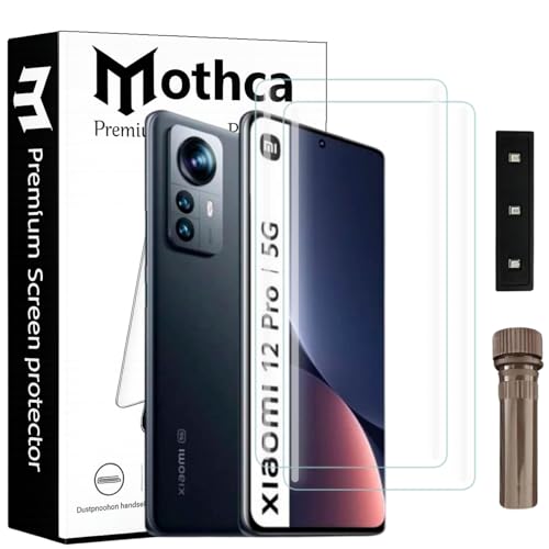 Image of Mothca Curved UV Tempered Glass Screen Protector for Xiaomi 12 Pro | Transparent | Pack of 2 | Borderless Full Screen Coverage with UV Installation Kit