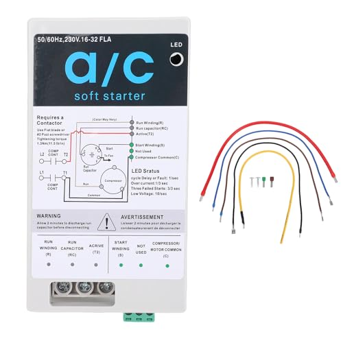 Asixxsix Soft Start Kit, Air Conditioner Soft Start Module 16-32A, for 4-7 Ton Ac Unit Fit for HVAC, Generators, Utility Power, Easy DIY Install, Reduces Start-Up Current by 70%