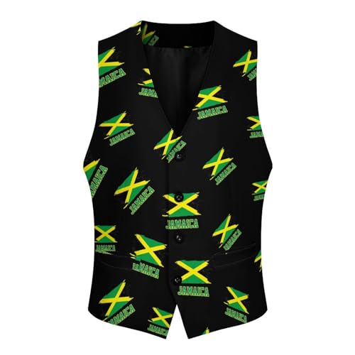 Jamaica Flag Men's Suit Vest Casual Formal Dress Vests Business Waistcoat4