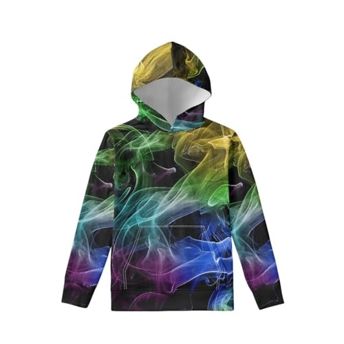 Hoodies for Boys Girls 3d Printed Colorful Smoke Hooded Sweatshirts Long Sleeve Pullover Hoody with Pocket 6-16Y2